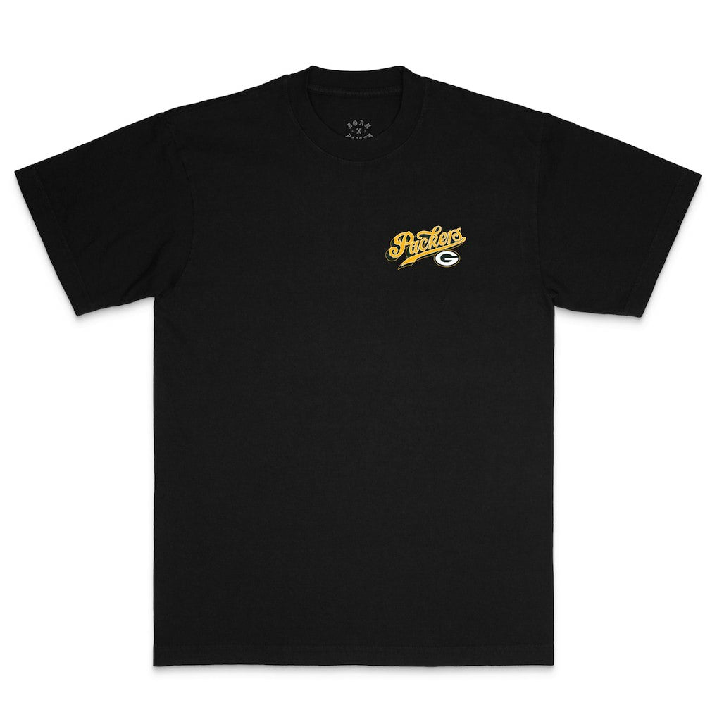 Green Bay Packers Born x Raised Unisex Pro Script T-Shirt - Black - NFL