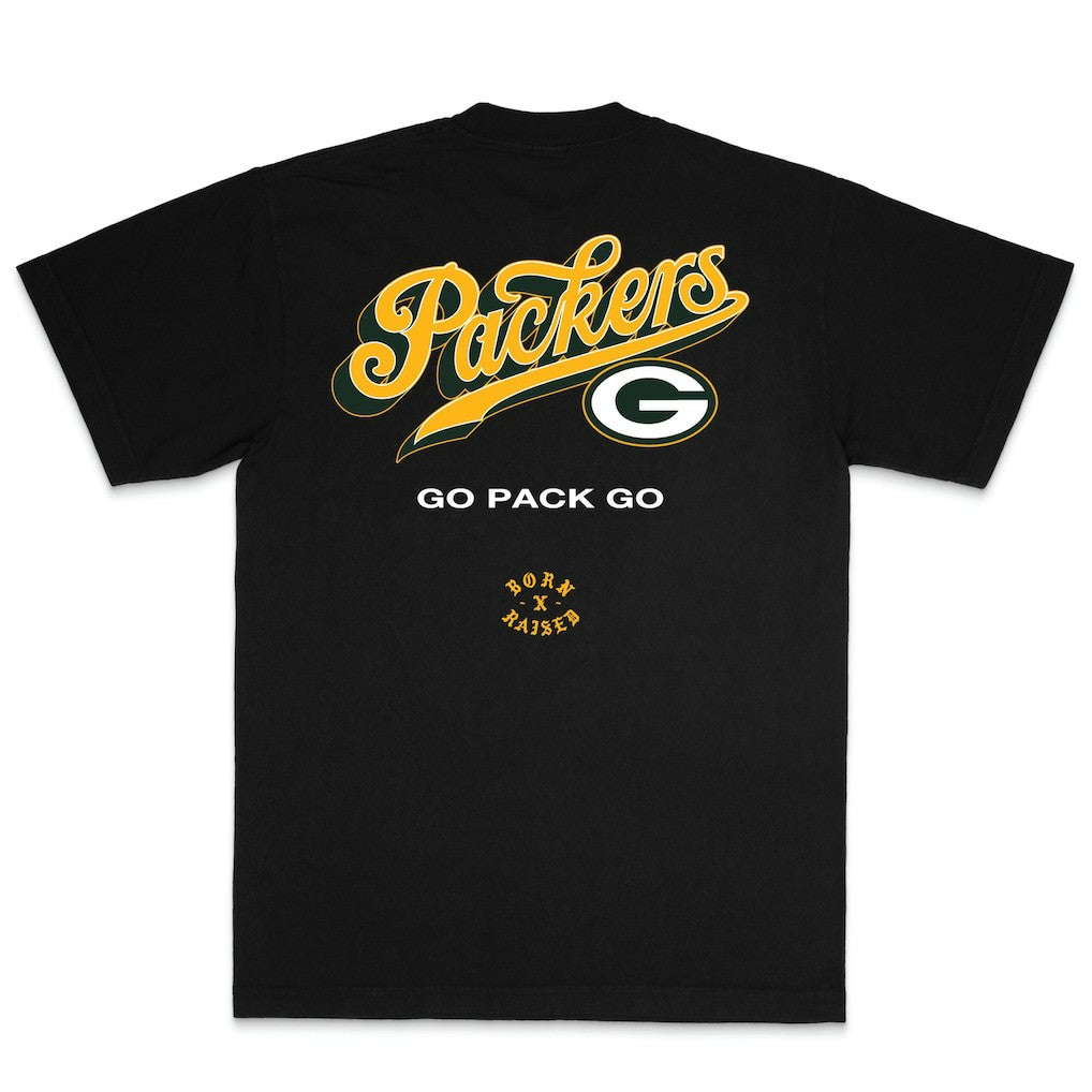 Green Bay Packers Born x Raised Unisex Pro Script T-Shirt - Black - NFL