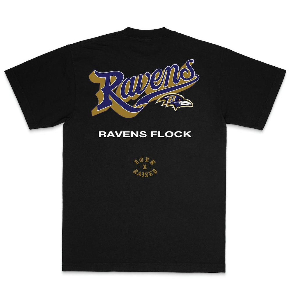 Baltimore Ravens Born x Raised Unisex Pro Script T-Shirt - Black - NFL