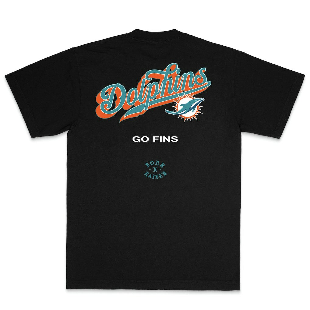 Miami Dolphins Born x Raised Unisex Pro Script T-Shirt - Black - NFL