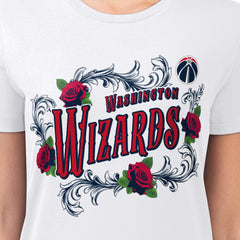 Washington Wizards G-III 4Her by Carl Banks Women's Super-Slim Fit Lightweight Roses Crew Neck T-Shirt White