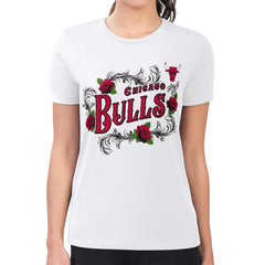 Chicago Bulls G-III 4Her by Carl Banks Women's Super-Slim Fit Lightweight Roses Crew Neck T-Shirt White
