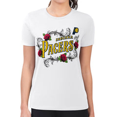 Indiana Pacers G-III 4Her by Carl Banks Women's Super-Slim Fit Lightweight Roses Crew Neck T-Shirt White