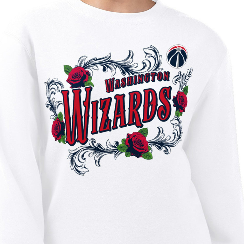 Washington Wizards G-III 4Her by Carl Banks Women's Roses Fleece Tri-Blend Sweatshirt White