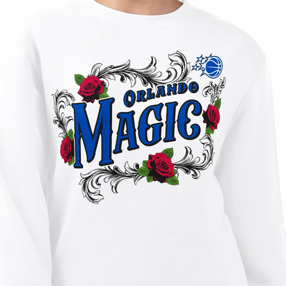 Orlando Magic G-III 4Her by Carl Banks Women's Roses Fleece Tri-Blend Sweatshirt White