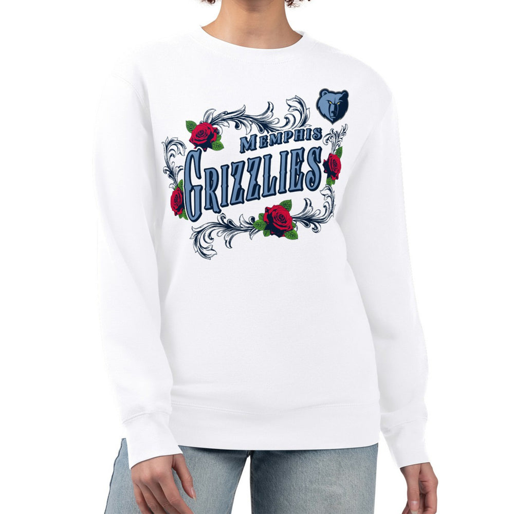 Memphis Grizzlies G-III 4Her by Carl Banks Women's Roses Fleece Tri-Blend Sweatshirt White