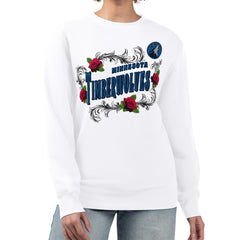 Minnesota Timberwolves G-III 4Her by Carl Banks Women's Roses Fleece Tri-Blend Sweatshirt White