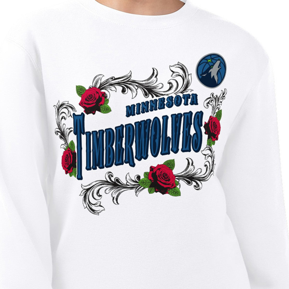 Minnesota Timberwolves G-III 4Her by Carl Banks Women's Roses Fleece Tri-Blend Sweatshirt White