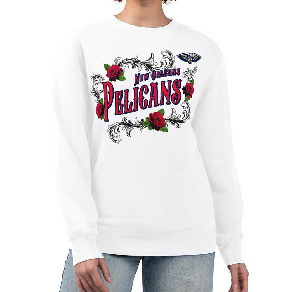 New Orleans Pelicans G-III 4Her by Carl Banks Women's Roses Fleece Tri-Blend Sweatshirt White