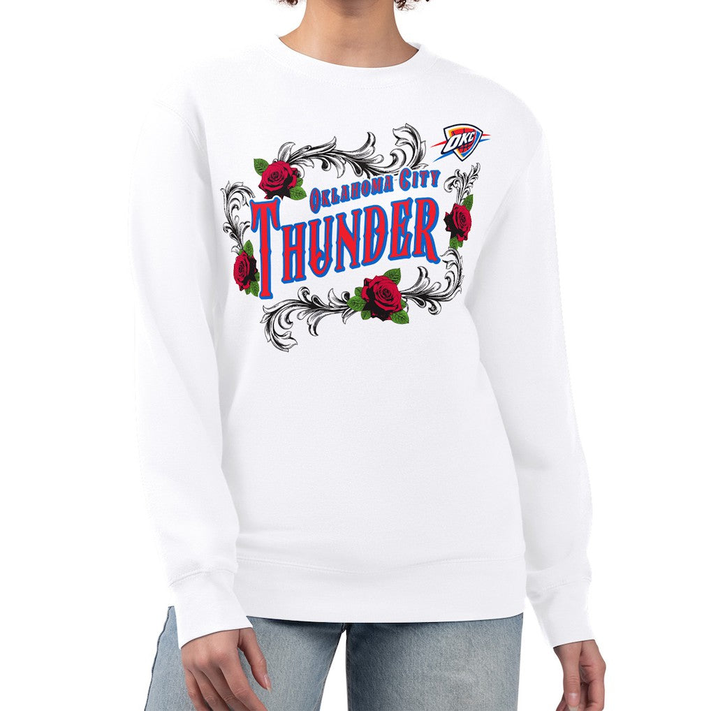 Oklahoma City Thunder G-III 4Her by Carl Banks Women's Roses Fleece Tri-Blend Sweatshirt White