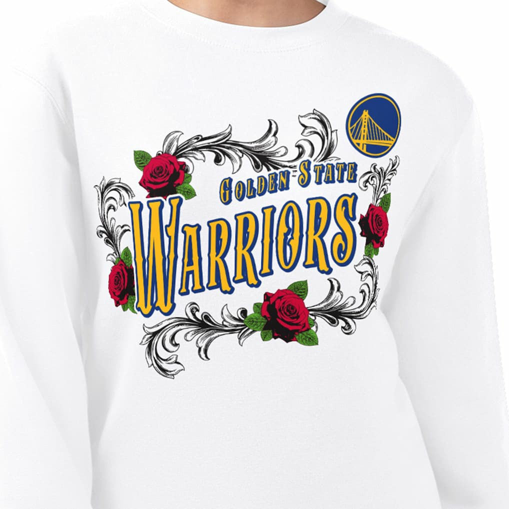 Golden State Warriors G-III 4Her by Carl Banks Women's Roses Fleece Tri-Blend Sweatshirt White