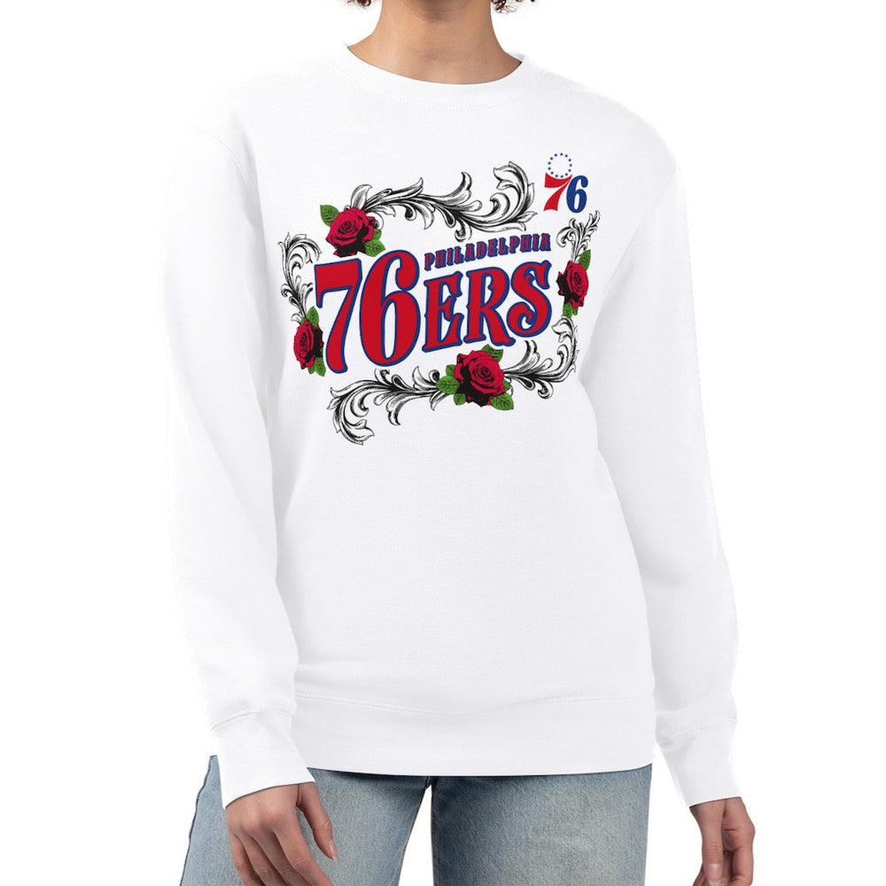 Philadelphia 76ers G-III 4Her by Carl Banks Women's Roses Fleece Tri-Blend Sweatshirt White