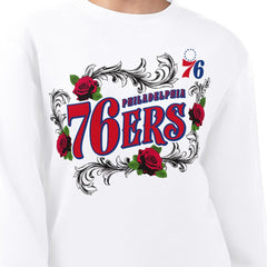 Philadelphia 76ers G-III 4Her by Carl Banks Women's Roses Fleece Tri-Blend Sweatshirt White