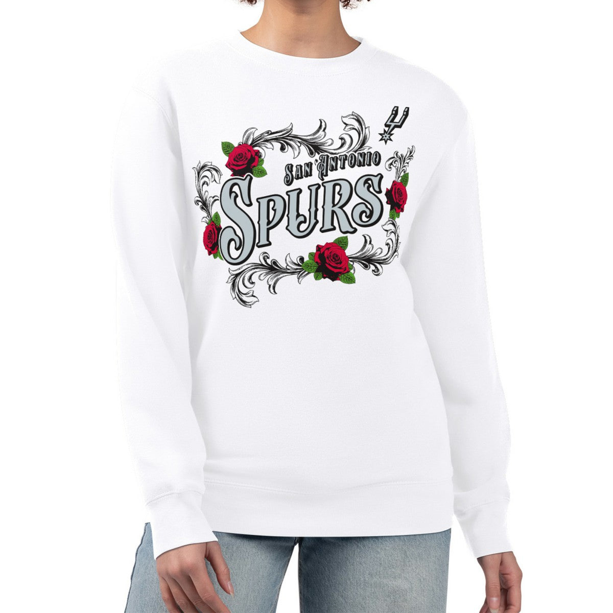 San Antonio Spurs G-III 4Her by Carl Banks Women's Roses Fleece Tri-Blend Sweatshirt White
