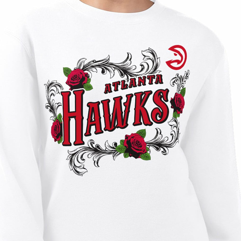 Atlanta Hawks G-III 4Her by Carl Banks Women's Roses Fleece Tri-Blend Sweatshirt White