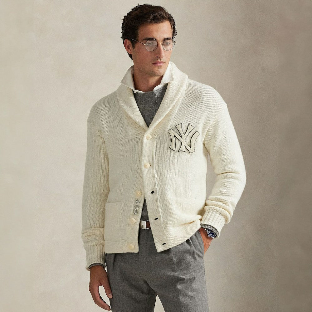 New York Yankees Polo Ralph Lauren Wool Shawl Button-Up Cardigan Sale