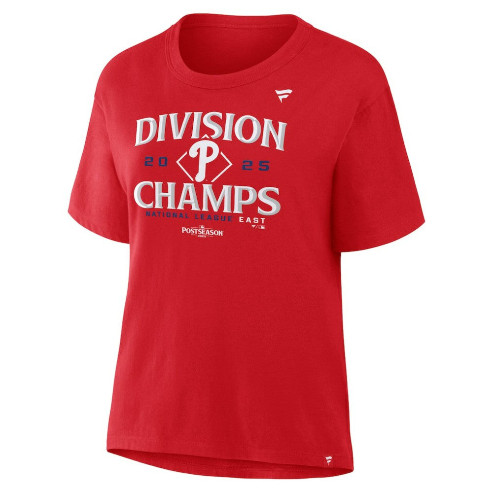 Philadelphia Phillies Fanatics Women's 2025 NL East Division Champions Locker Room Plus Size T-Shirt Near Me