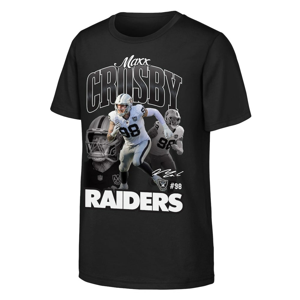 Maxx Crosby Las Vegas Raiders Outerstuff Youth Triple Pic T-Shirt - Black - NFL