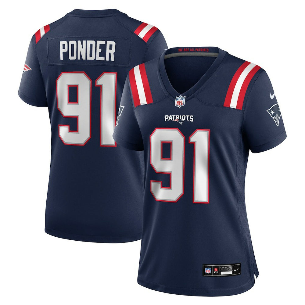 Elijah Ponder New England Patriots Women's Team Game Jersey - Navy - Nike