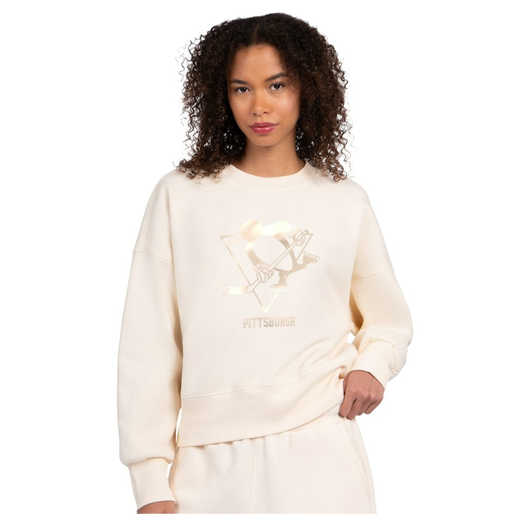 Pittsburgh Penguins Starter Women's Boxy Cropped Sweatshirt - Cream | NHL discount