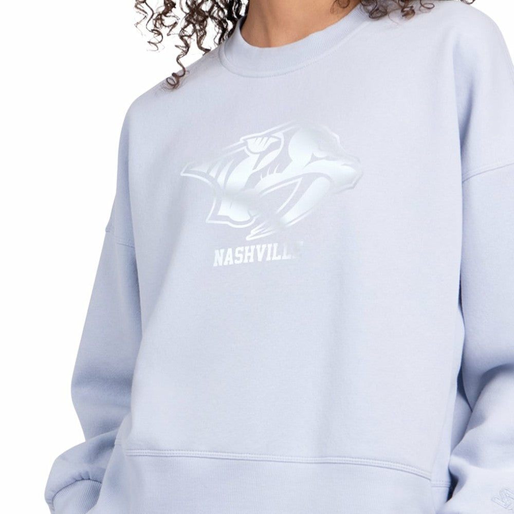 Nashville Predators Starter Women's Boxy Cropped Sweatshirt - Blue | NHL near me
