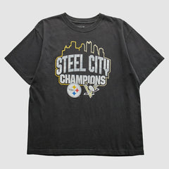Pittsburgh Steelers Reebok 2009 T-Shirt - Black Vintage - Fanatics
