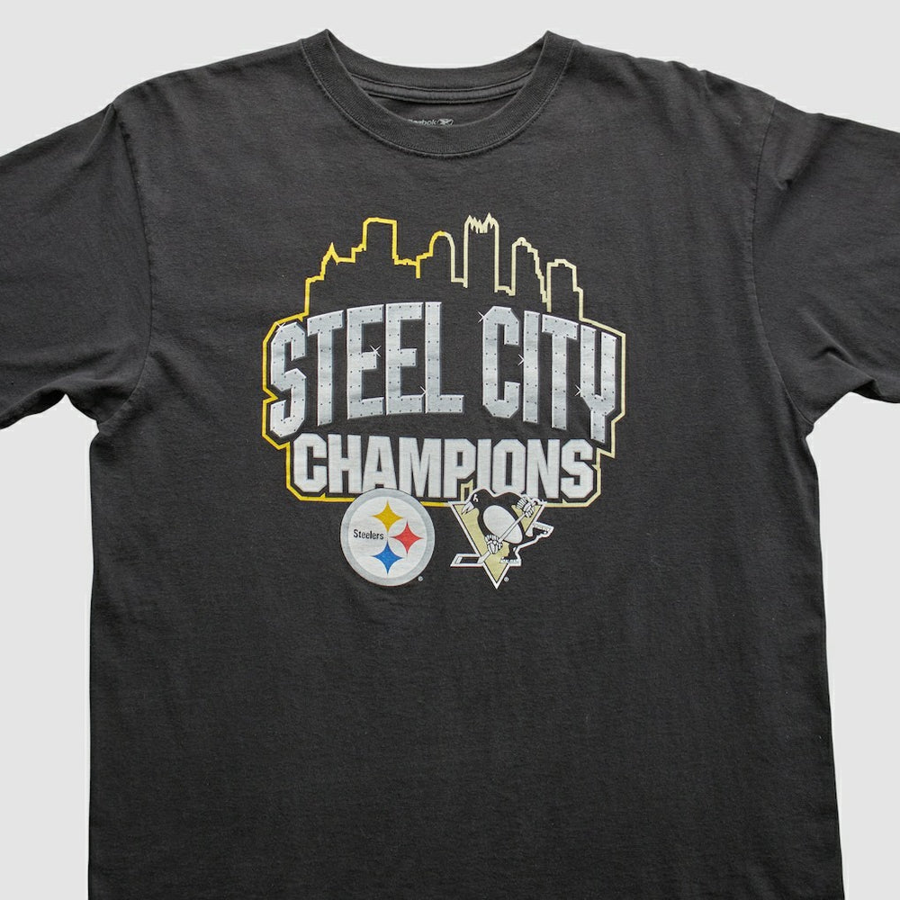 Pittsburgh Steelers Reebok 2009 T-Shirt - Black Vintage - Fanatics