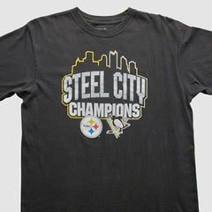 Pittsburgh Steelers Reebok 2009 T-Shirt - Black Vintage - Fanatics