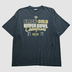 New Orleans Saints Reebok 2010 T-Shirt - Black Vintage - Fanatics
