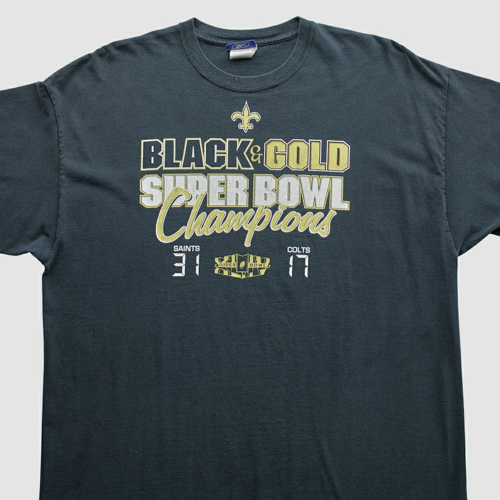 New Orleans Saints Reebok 2010 T-Shirt - Black Vintage - Fanatics