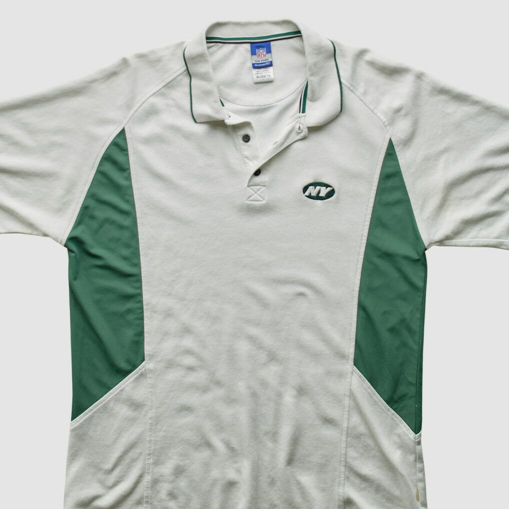 New York Jets Reebok 2000s Polo - 3 Buttons T-Shirt - White Vintage - Fanatics