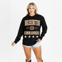 Washington Commanders Gameday Couture Women's Oversized Everyday Star Long Sleeve T-Shirt - Black - NFL