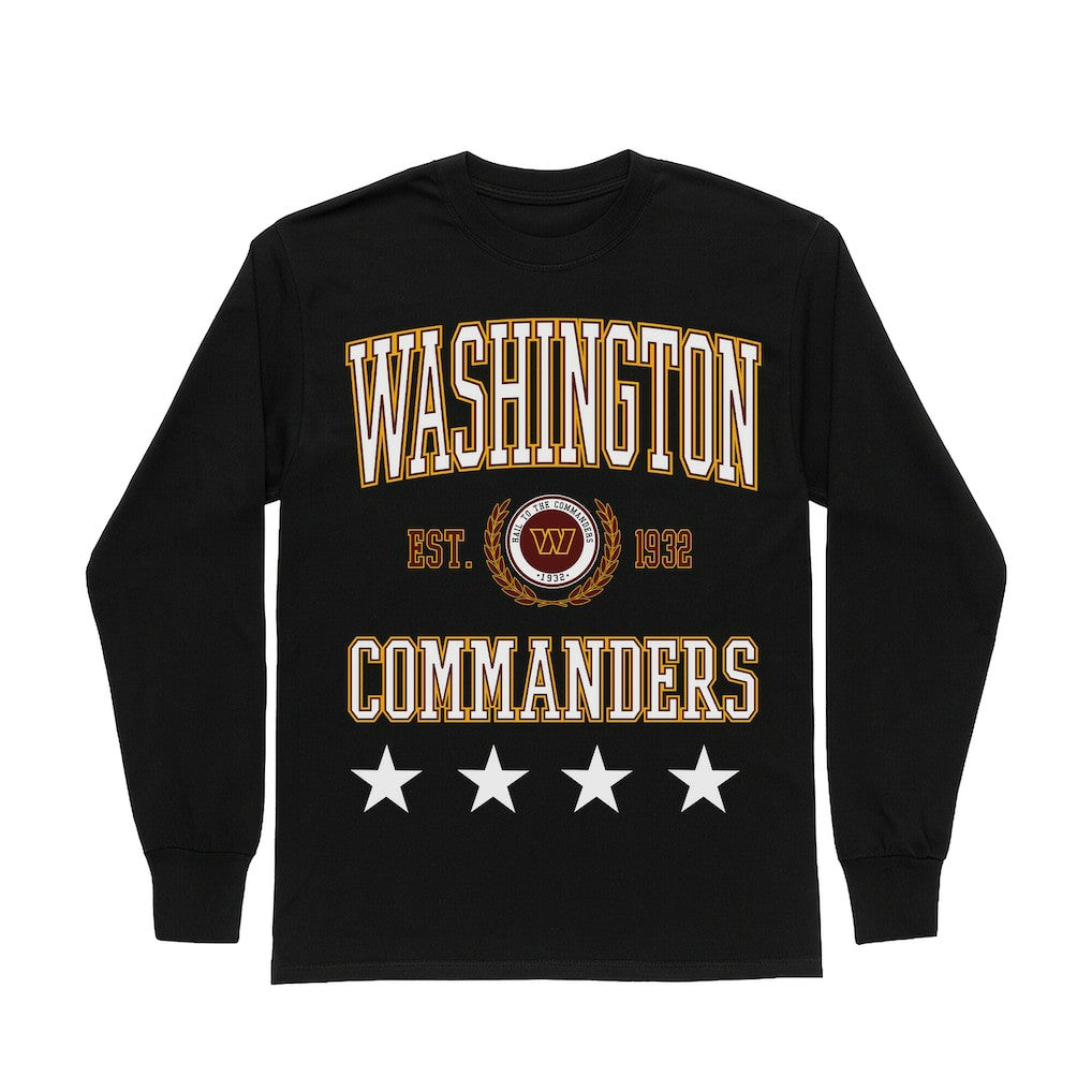 Washington Commanders Gameday Couture Women's Oversized Everyday Star Long Sleeve T-Shirt - Black - NFL