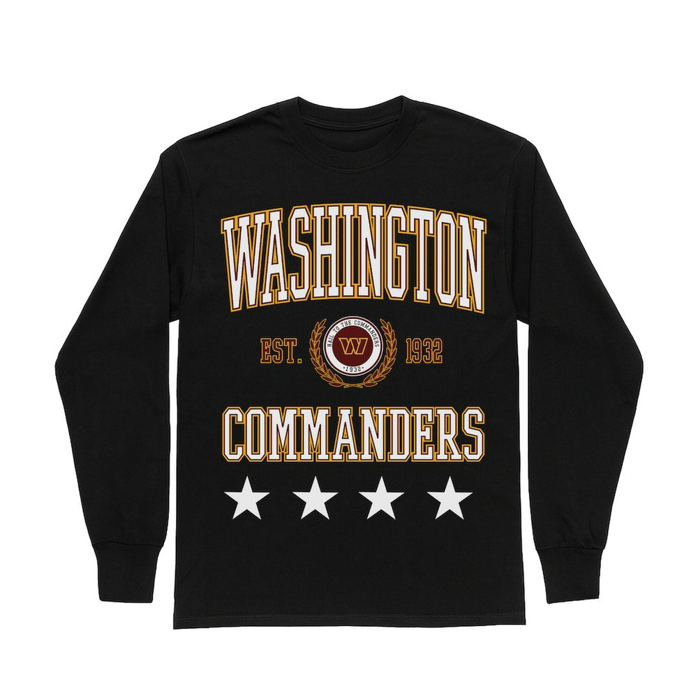 Washington Commanders Gameday Couture Women's Oversized Everyday Star Long Sleeve T-Shirt - Black - NFL