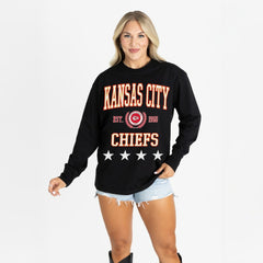 Kansas City Chiefs Gameday Couture Women's Oversized Everyday Star Long Sleeve T-Shirt - Black - NFL