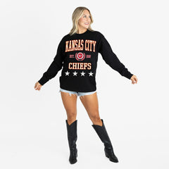 Kansas City Chiefs Gameday Couture Women's Oversized Everyday Star Long Sleeve T-Shirt - Black - NFL