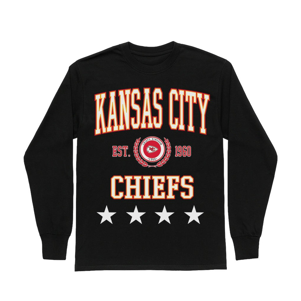 Kansas City Chiefs Gameday Couture Women's Oversized Everyday Star Long Sleeve T-Shirt - Black - NFL