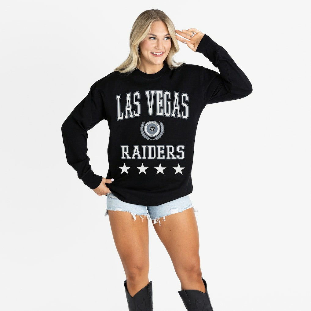 Las Vegas Raiders Gameday Couture Women's Oversized Everyday Star Long Sleeve T-Shirt - Black - NFL