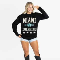 Miami Dolphins Gameday Couture Women's Oversized Everyday Star Long Sleeve T-Shirt - Black - NFL