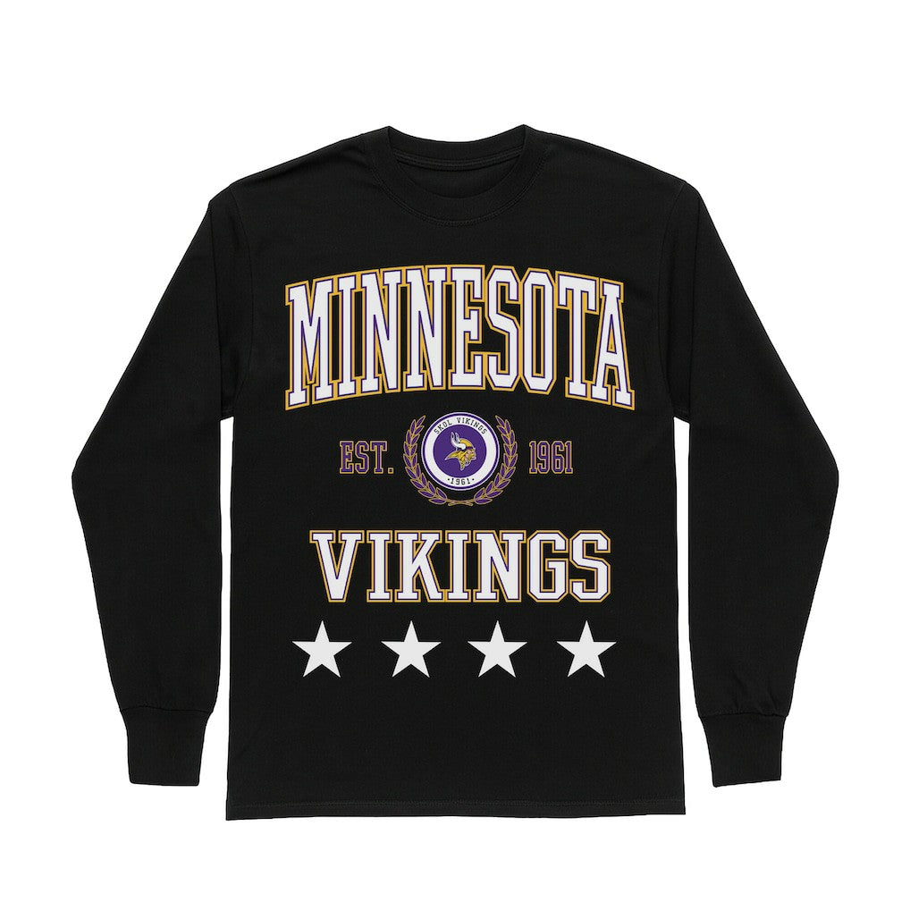 Minnesota Vikings Gameday Couture Women's Oversized Everyday Star Long Sleeve T-Shirt - Black - NFL