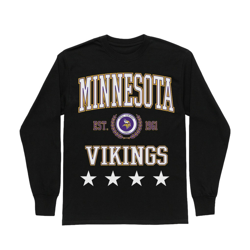 Minnesota Vikings Gameday Couture Women's Oversized Everyday Star Long Sleeve T-Shirt - Black - NFL