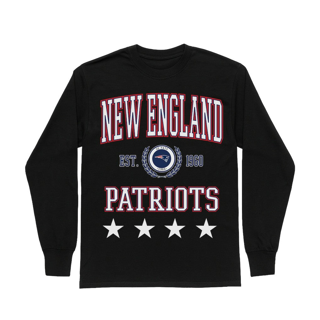 New England Patriots Gameday Couture Women's Oversized Everyday Star Long Sleeve T-Shirt - Black - NFL