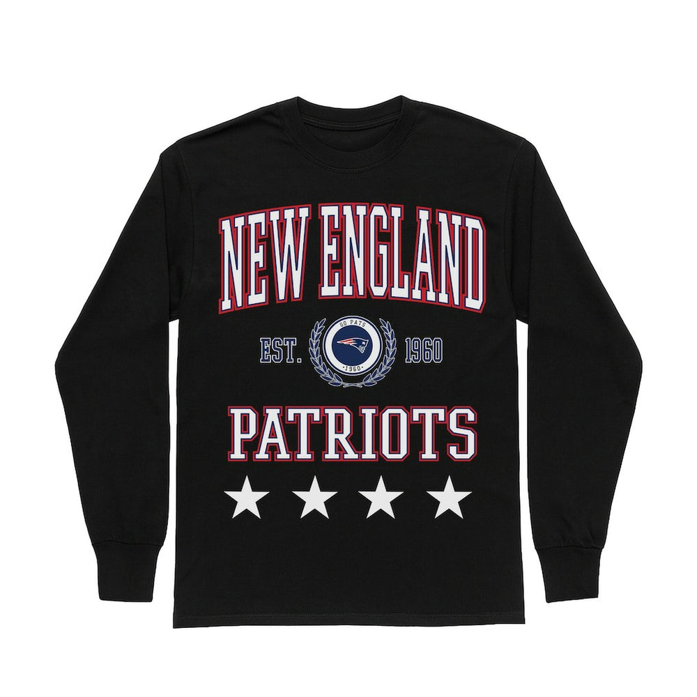 New England Patriots Gameday Couture Women's Oversized Everyday Star Long Sleeve T-Shirt - Black - NFL