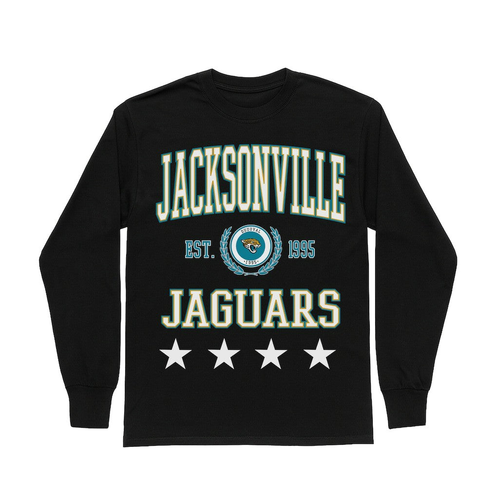 Jacksonville Jaguars Gameday Couture Women's Oversized Everyday Star Long Sleeve T-Shirt - Black - NFL