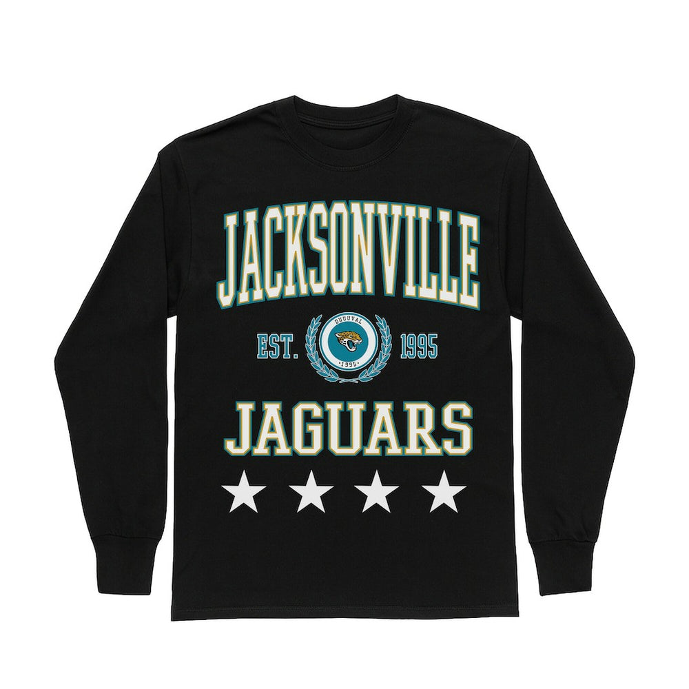 Jacksonville Jaguars Gameday Couture Women's Oversized Everyday Star Long Sleeve T-Shirt - Black - NFL