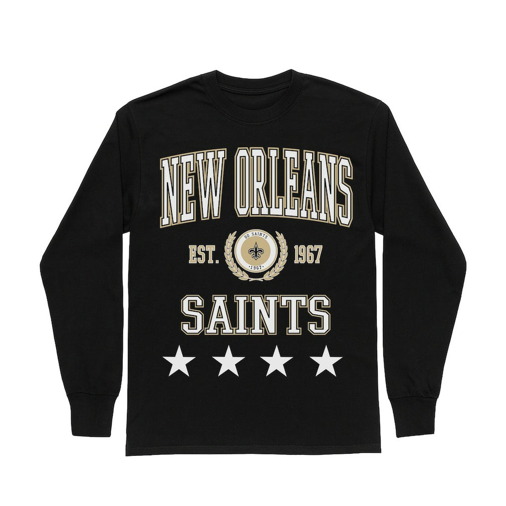 New Orleans Saints Gameday Couture Women's Oversized Everyday Star Long Sleeve T-Shirt - Black - NFL