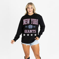 New York Giants Gameday Couture Women's Oversized Everyday Star Long Sleeve T-Shirt - Black - NFL