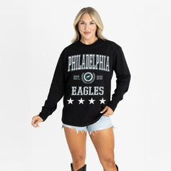 Philadelphia Eagles Gameday Couture Women's Oversized Everyday Star Long Sleeve T-Shirt - Black - NFL