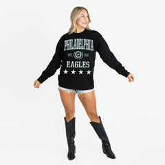 Philadelphia Eagles Gameday Couture Women's Oversized Everyday Star Long Sleeve T-Shirt - Black - NFL