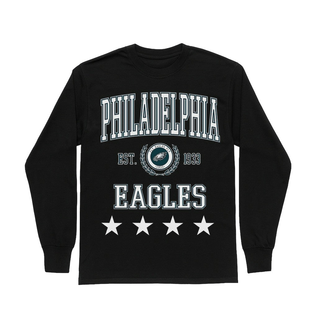 Philadelphia Eagles Gameday Couture Women's Oversized Everyday Star Long Sleeve T-Shirt - Black - NFL
